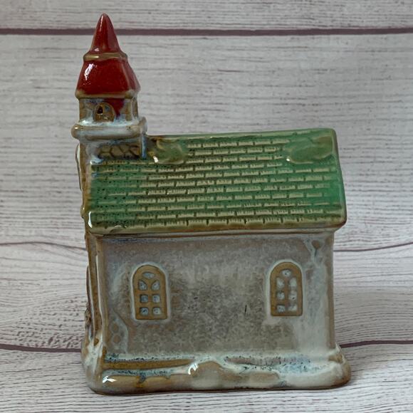 Vintage Ceramic Mini Christmas Church Cutout Detail Small Village 5 1/8"H - Picture 3 of 12